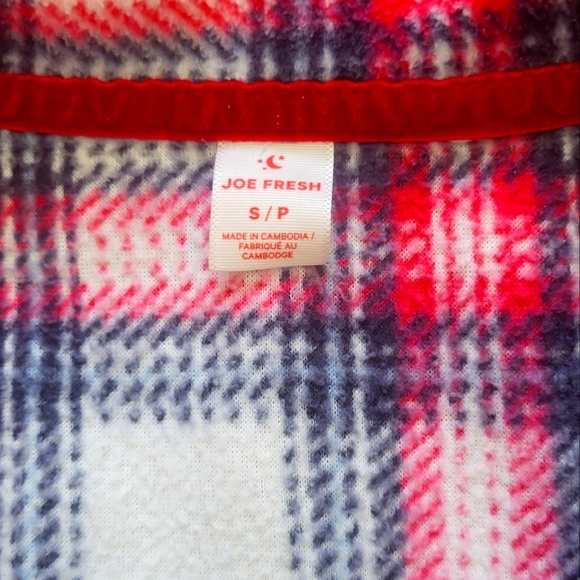 Joe Fresh Women's Plaid Fleece Pajama Set Sz S/P Red White Black Sleepwear - Picture 3 of 7